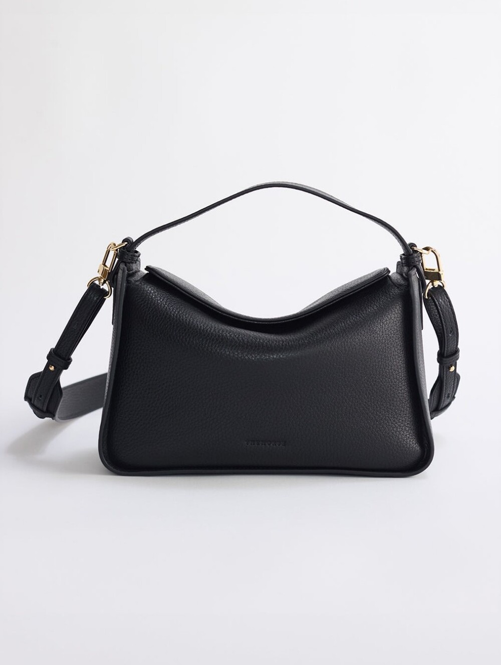 EXCELLENT THE HORSE CLEMENTINE BAG - BLACK PEBBLED LEATHER WITH GOLD